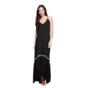 Lovestitch Black Crocheted Tiered Maxi Dress IMP-8061